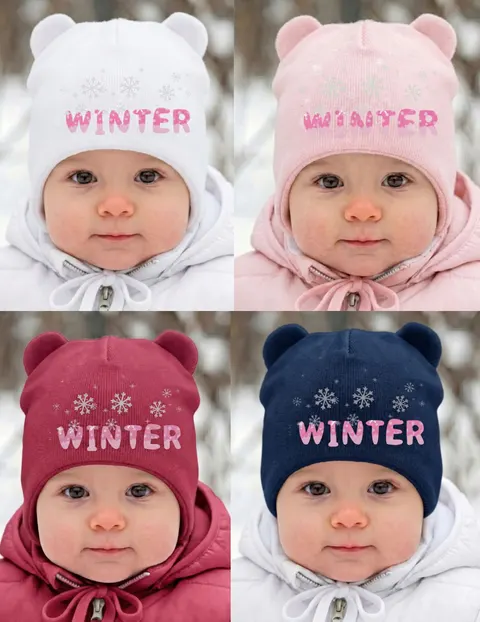 Zimowa czapka prążkowana z uszkami Winter