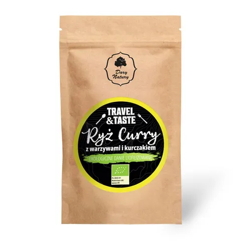 Ryż curry z warzywami i kurczakiem EKO – danie liofilizowane 100 g