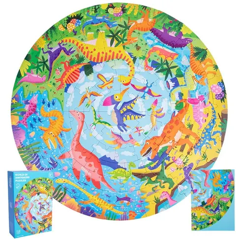 Okrągłe duże puzzle Dinozaury dla dzieci, puzzle nieregularny kształt