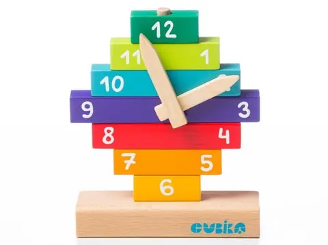 Cubika drewniana zabawka edukacyjna zegar