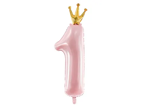 Balon foliowy cyfra 1 różowy 90 cm