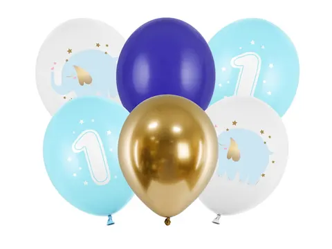 Balony na roczek jasnoniebieskie 30 cm 14 cali 6 szt