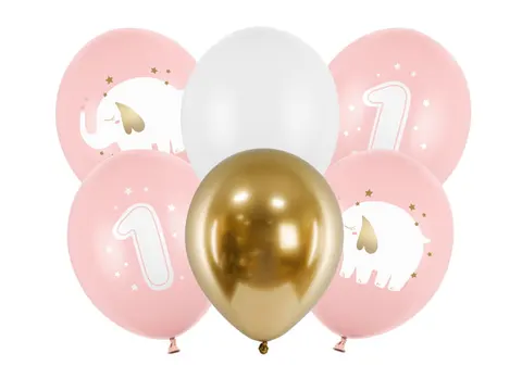 Balony Roczek Baby pink 30cm 6szt - Akcesoria urodzinowe