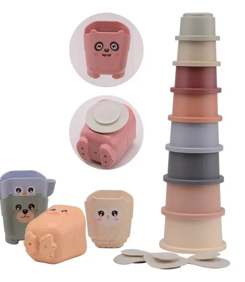 Wieża kubków i wiaderek 17szt BIOplastikHappyWorld 0+