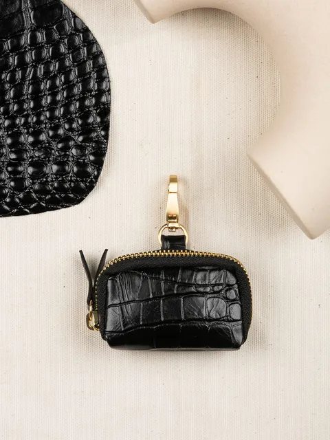 MINI SASZETKA skórzana croco czarna zero waste