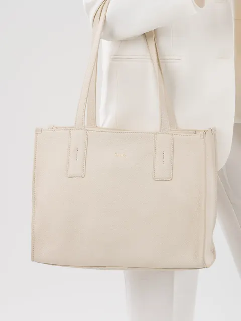 MINI HERMIONA milk skórzana torba shopper damska shopperka