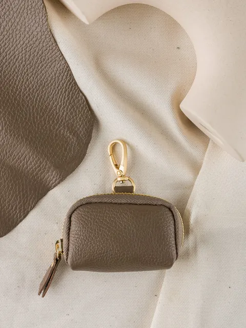 MINI SASZETKA skórzana groszek taupe zero waste