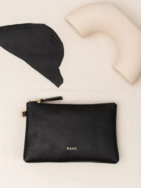 GRACE czarna skórzana kosmetyczka damska zero waste