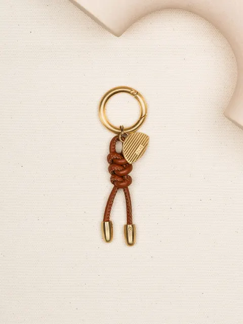 CHARMS mini troczek koniak skórzany breloczek