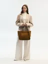 GULIETTA zamsz khaki skórzana torba shopper damska shopperka