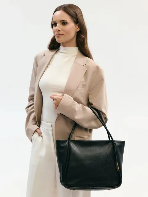 GULIETTA czarna skórzana torba shopper damska shopperka