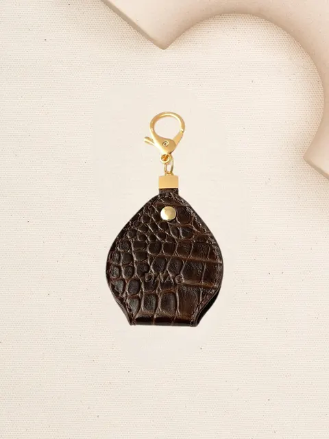 CHARMS lusterko brązowy croco skórzany breloczek