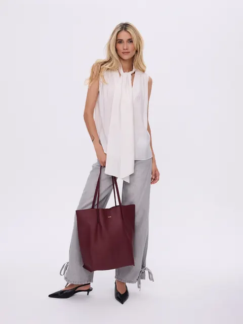 BLANKA bordowa torba shopper damska duża skórzana shopperka