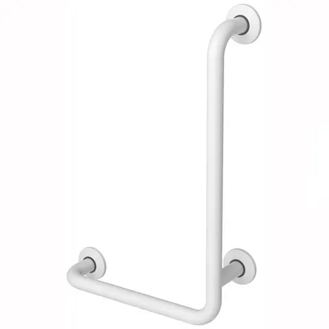 Poręcz kątowa dla niepełnosprawnych 60/40 cm prawa 90º fi32mm biała