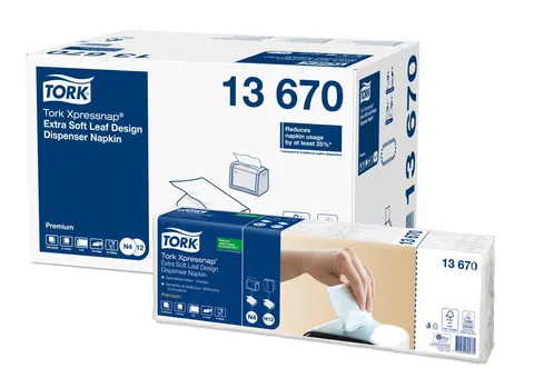 13670 TORK Xpressnap® N4 serwetki dyspenserowe białe z dekorem listka