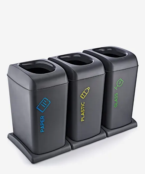 Kosz do segregacji śmieci odpadów szkło/plastik/papier (3x40l) HiG