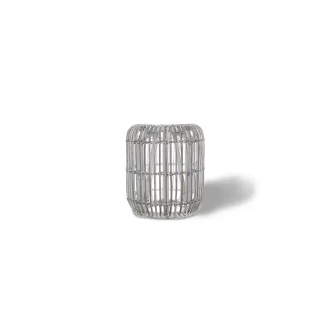 Stolik / puf rattanowy CANNES 35 cm biały przecierany