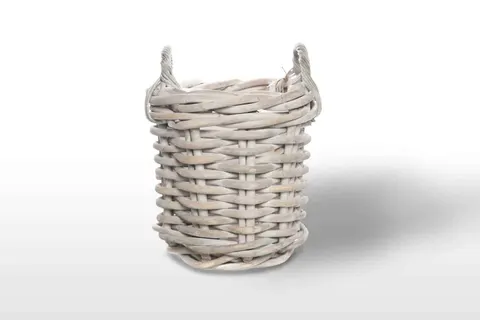 Kosz rattanowy RENNES ⌀35cm x wys. 35cm biały przecierany