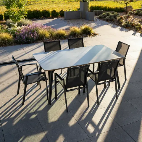 Zestaw jadalniany SIMI 180cm stone + 6x LEON antracyt 1873 OUTLET