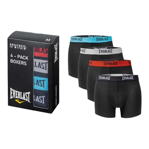 EVERLAST BOKSERKI MĘSKIE MAJTKI 4 PAK CZARNE BM014-01 - Rozmiar: L