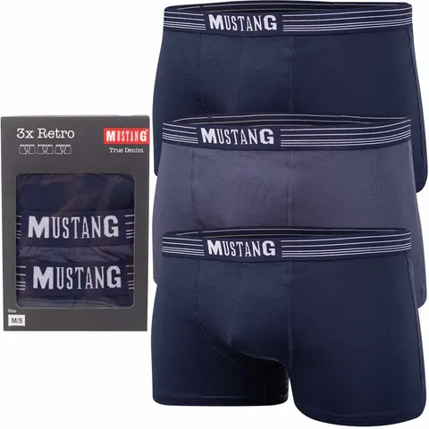 MUSTANG BOKSERKI MĘSKIE MAJTKI 3PK GRANATOWE 4046 1003 560 - Rozmiar: M