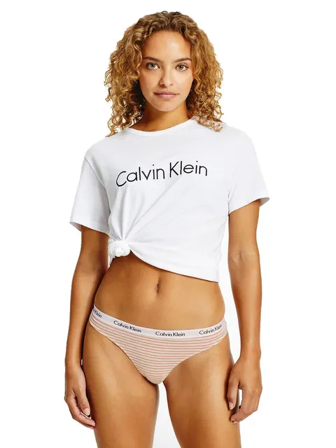 CALVIN KLEIN STRINGI DAMSKIE MAJTKI THONG KREMOWY 0000D1617E WAN - Rozmiar: XS