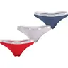 TOMMY HILFIGER STRINGI DAMSKIE MAJTKI THONG (EXT SIZES) 3P CZERWONE/ECRU/NIEBIESKIE UW0UW04894 0V7 - Rozmiar: S