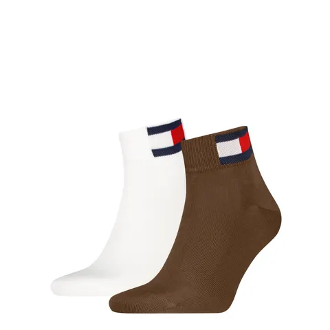 TOMMY HILFIGER SKARPETY SKARPETKI STOPKI 2P BIAŁE/BRĄZOWE 701228223 011 - Rozmiar: 43-46