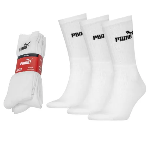 PUMA SKARPETY SKARPETKI PUMA ELEMENTS UNISEX CREW SOCK 3P BIAŁE 947110 07 - Rozmiar: 43-46