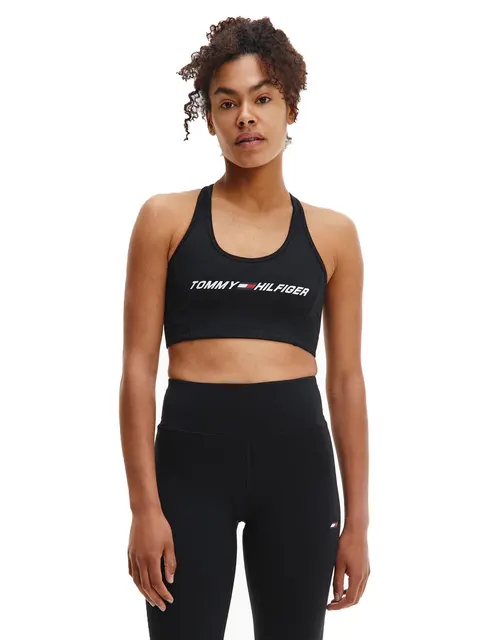 TOMMY HILFIGER DAMSKI STANIK BIUSTONOSZ MID INTENSITY GRAPHIC BRA BLACK S10S100973 BDS - Rozmiar: XS