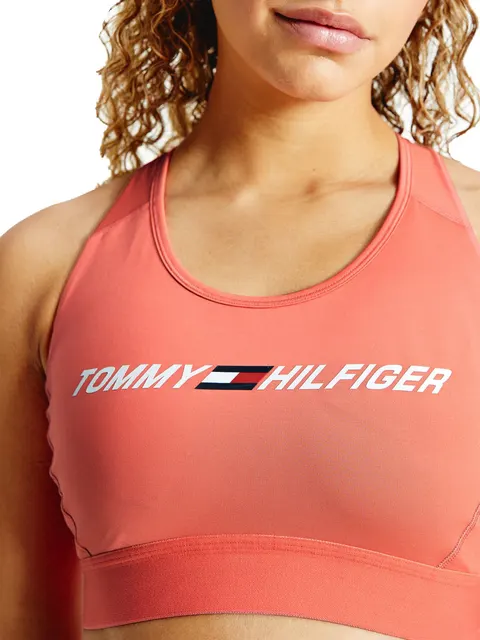 TOMMY HILFIGER DAMSKI STANIK BIUSTONOSZ MID INTENSITY GRAPHIC RACER BRA CORAL S10S100970 XKL - Rozmiar: XS