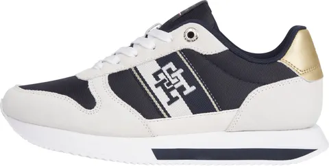 TOMMY HILFIGER BUTY DAMSKIE RUNNER WITH TH WEBBING GOLD GRANATOWY/SZARY FW0FW07173 DW6 - Rozmiar: 39
