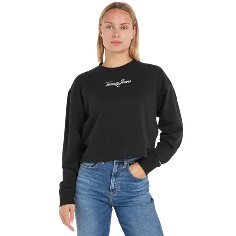 TOMMY HILFIGER BLUZA DAMSKA TJW RLX ESSENTIAL LOGO 1CREW CZARNA DW0DW16140 BDS - Rozmiar: S