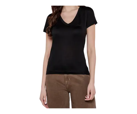 GUESS KOSZULKA DAMSKA T-SHIRT VN SS LIGHT BASIC TEE CZARNA W5GP31KCSX2 JBLK - Rozmiar: S