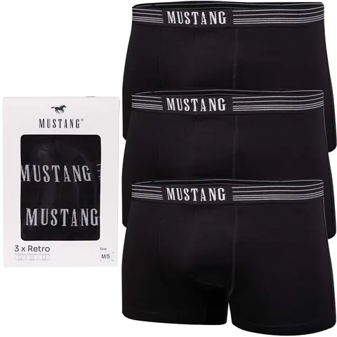 MUSTANG BOKSERKI MĘSKIE MAJTKI 3PK CZARNE 4046 1003 400 - Rozmiar: XL