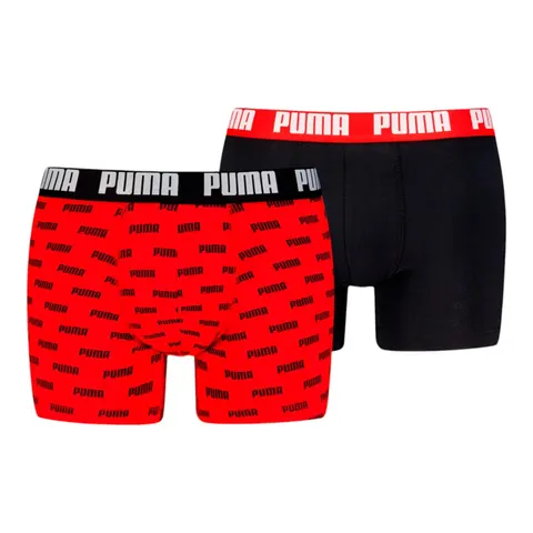 PUMA BOKSERKI MĘSKIE MAJTKI PUMA MEN EVERYDAY AOP PRINT BOXER 2P CZARNE/CZERWONE 938324 04 - Rozmiar: XL