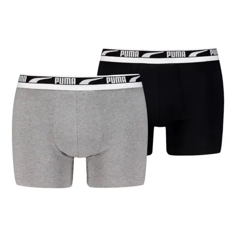 PUMA BOKSERKI MĘSKIE MAJTKI MEN EVERYDAY MULTI LOGO BOXER 2P SZARE/CZARNE 938325 02 - Rozmiar: L