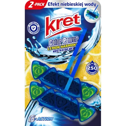 KRET Zawieszka do toalety barwiąca wodę LEMON HARMONY, 2x40 g