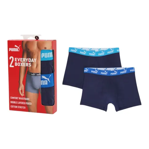 PUMA BOKSERKI MĘSKIE MAJTKI PUMA ELEMENTS MEN BASIC BOXERS 2P GRANATOWE 938753 06 - Rozmiar: XL