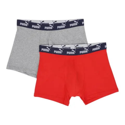 PUMA BOKSERKI MĘSKIE MAJTKI PUMA ELEMENTS MEN BASIC BOXERS 2P SZARE/CZERWONE 938753 05 - Rozmiar: XL