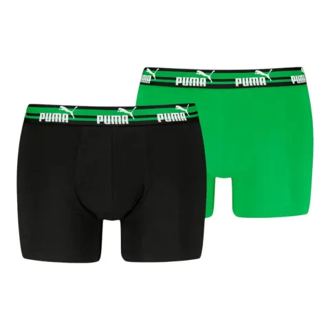 PUMA BOKSERKI MĘSKIE MAJTKI BOXER 2P ZIELONE/CZARNE 938749 04 - Rozmiar: M