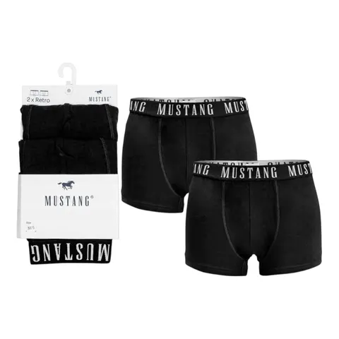 MUSTANG BOKSERKI MĘSKIE MAJTKI 2 PAK CZARNE 4270-1052 400 - Rozmiar: XXL
