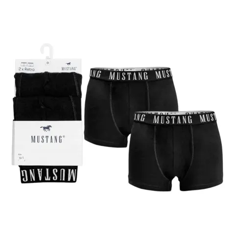 MUSTANG BOKSERKI MĘSKIE MAJTKI 2 PAK CZARNE 4270-1052 400 - Rozmiar: L