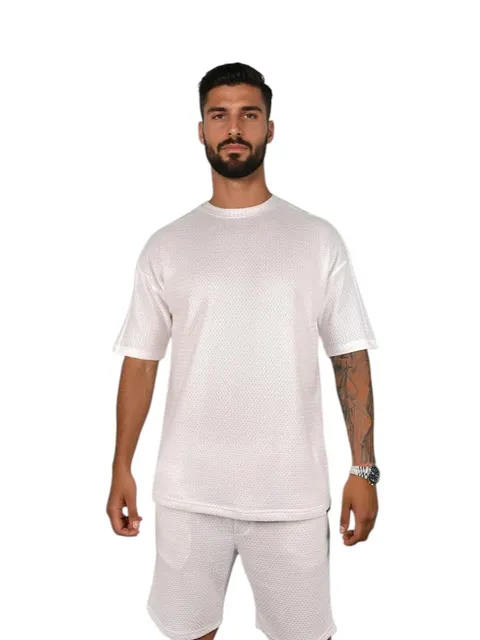 SAUVAGE KOSZULKA T-SHIRT MĘSKI COMO SAUVAGE2067- BIAŁA - Rozmiar: M