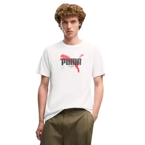 PUMA KOSZULKA MĘSKA T-SHIRT GRAPHICS PUMA TEE BIAŁA 694355 02 - Rozmiar: L