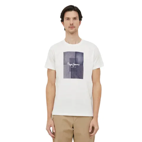 PEPE JEANS KOSZULKA MĘSKA T-SHIRT WELSCH FUTURE ECRU PM509121 803 - Rozmiar: L