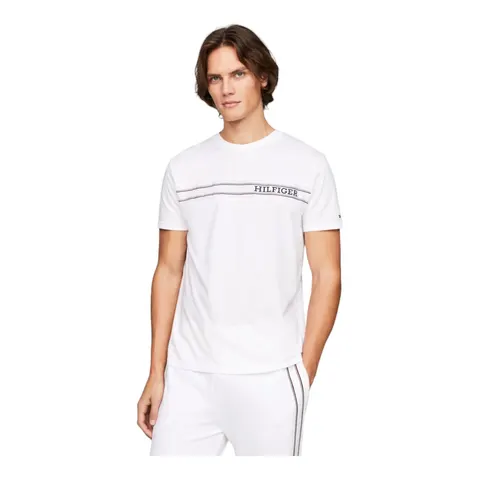 TOMMY HILFIGER KOSZULKA MĘSKA T-SHIRT SS TEE BIAŁA UM0UM03196 YBR - Rozmiar: M