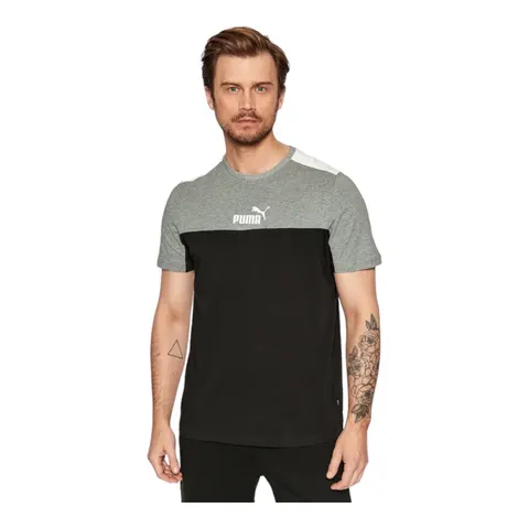 PUMA KOSZULKA MĘSKA T-SHIRT ESS+ BLOCK TEE CZARNO/SZARA 847426 01 - Rozmiar: M