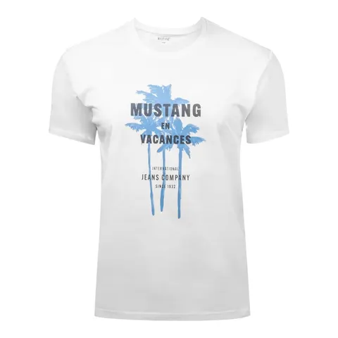 MUSTANG KOSZULKA MĘSKA T-SHIRT BIAŁA 4249 2100 200 - Rozmiar: L