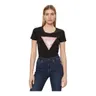 GUESS KOSZULKA DAMSKA T-SHIRT SS RN SATIN TRIANGLE CZARNA W4GI21J1314 JBLK - Rozmiar: S